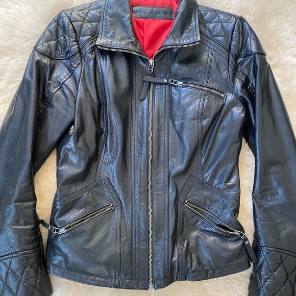 BLACK LEATHER MOTO JACKET - Picture 2 of 10